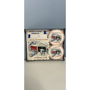 Vintage Hostess Gift MCM Covered Bridge Amish New